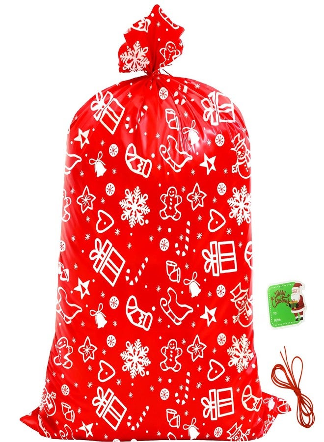 سي أتش هايتشنغ أكياس هدايا عيد الميلاد الكبيرة جدًا من CH HAICHENG، قطعة واحدة، 56 بوصة × 36 بوصة، أكياس هدايا جامبو كبيرة قابلة لإعادة الاستخدام مع بطاقة هدية ورباط لتغليف الهدايا الكبيرة - Image 1